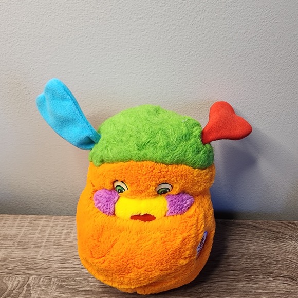 Vintage 1980s Orange Yellow Green Popples Stuffed Animal Plush Toy Hidden Pouch - Picture 3 of 7